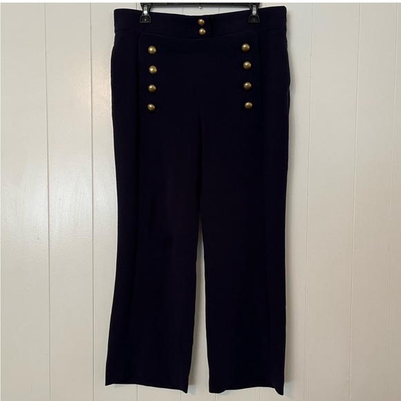 NEW NWT Chloé Iconic Trousers Slacks Pants Sailor Brass Buttons Navy Blue 42 - Picture 2 of 9